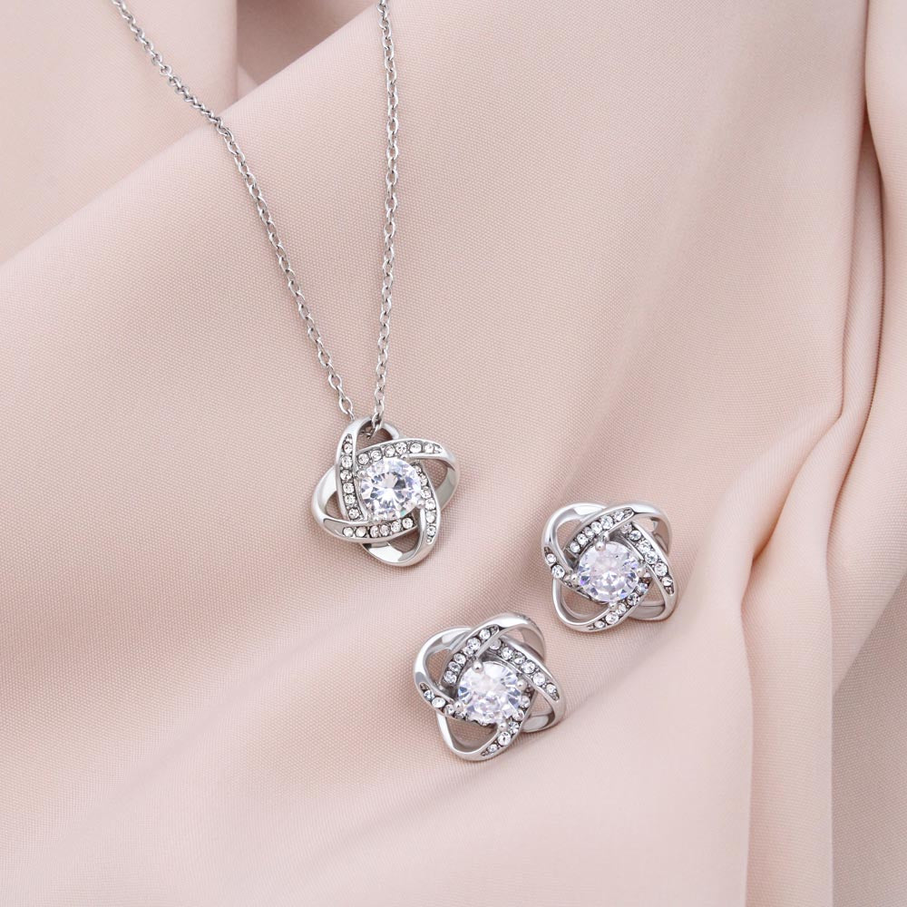 Love Knot Necklace & Earring Set, Partner in Crime Gift, Romantic Jewelry, Love Knot Jewelry Set, Anniversary Jewelry for Her