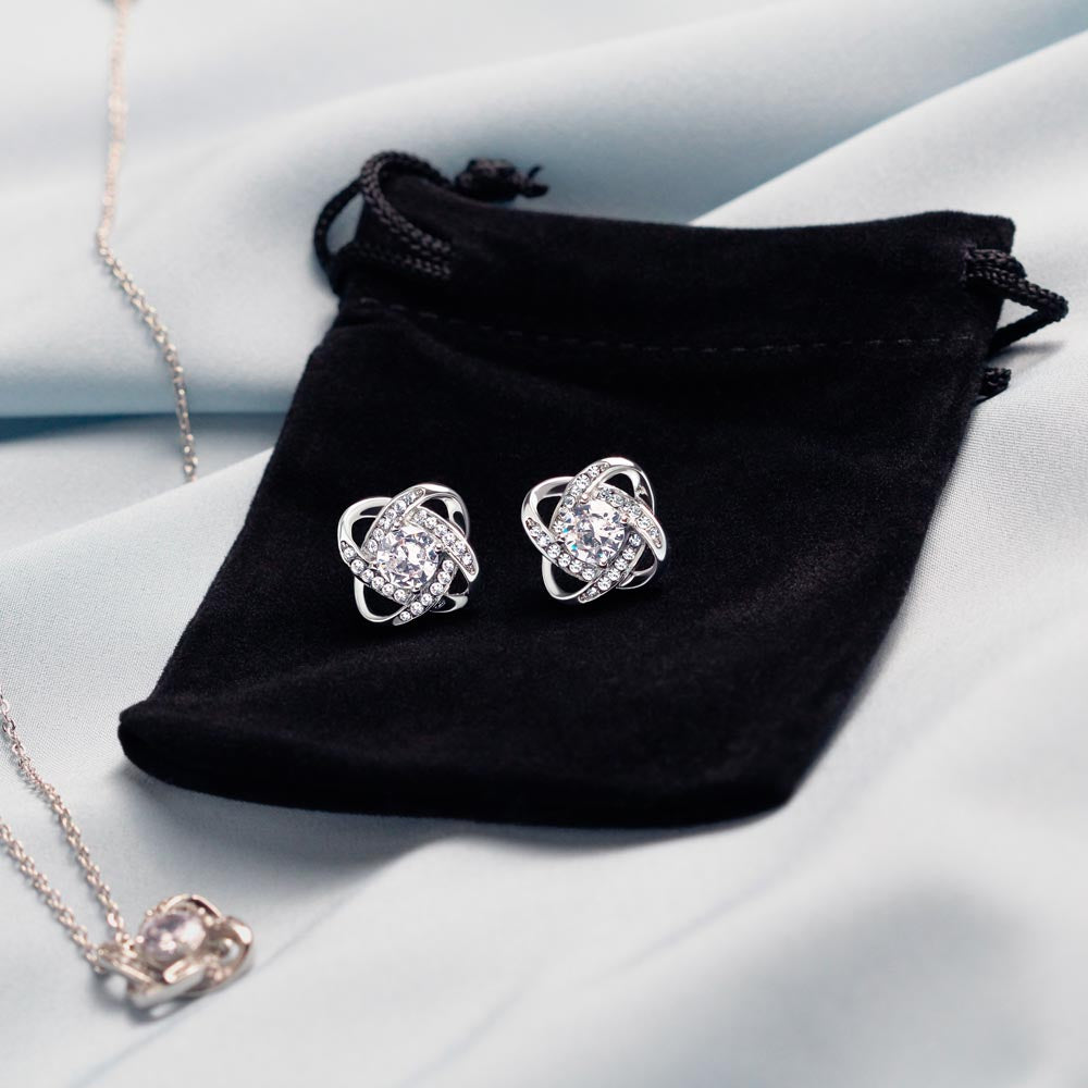 Love Knot Necklace & Earring Set, Partner in Crime Gift, Romantic Jewelry, Love Knot Jewelry Set, Anniversary Jewelry for Her