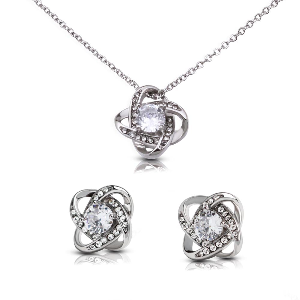 Love Knot Necklace & Earring Set, Partner in Crime Gift, Romantic Jewelry, Love Knot Jewelry Set, Anniversary Jewelry for Her