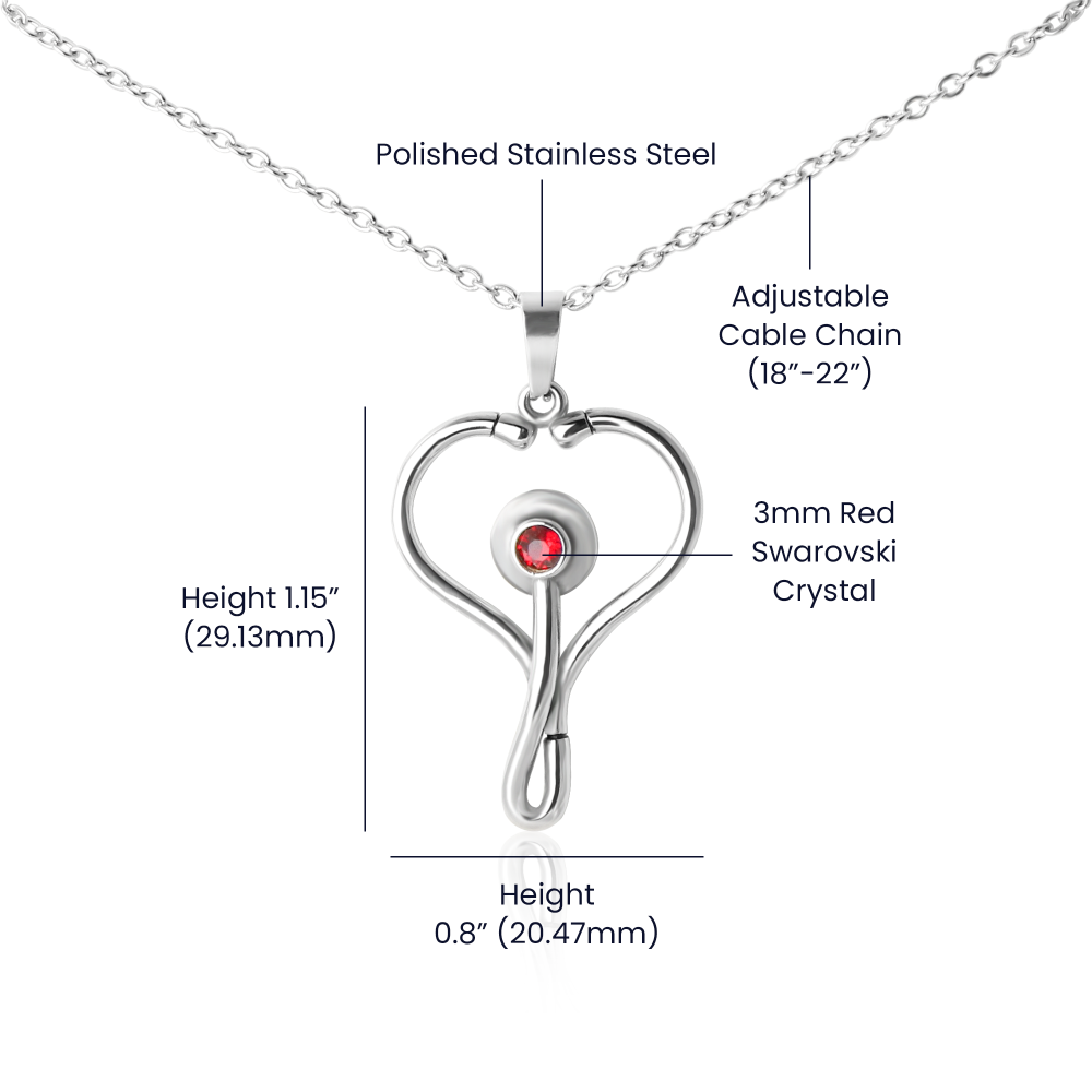 Healer Stethoscope Necklace, Nurse Gift, Doctor Jewellery, Medical Professional Gift, Women's Healthcare Necklace, Stethoscope Pendant